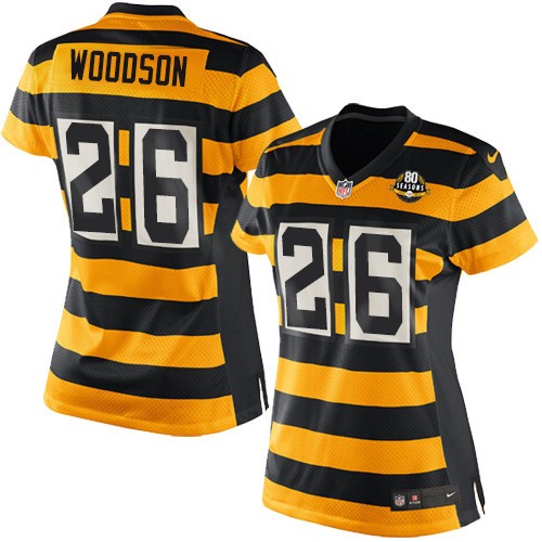 Women's Limited Rod Woodson 80th Anniversary Nike Jersey Gold/Black Alternate - #26 Throwback NFL Pittsburgh Steelers